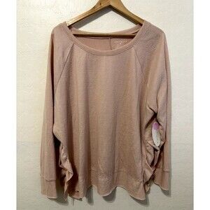 Boutique Womans Sweater Top Size 3X Long Sleeve Side Slit‎ Blush Career Minimal